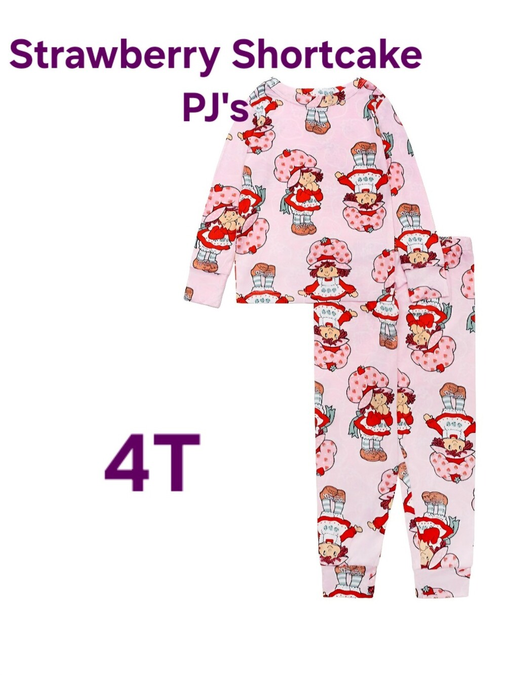 Strawberry Shortcake Kids Pajamas Girls 4T Printed Long Sleeve Top and Pants NWT